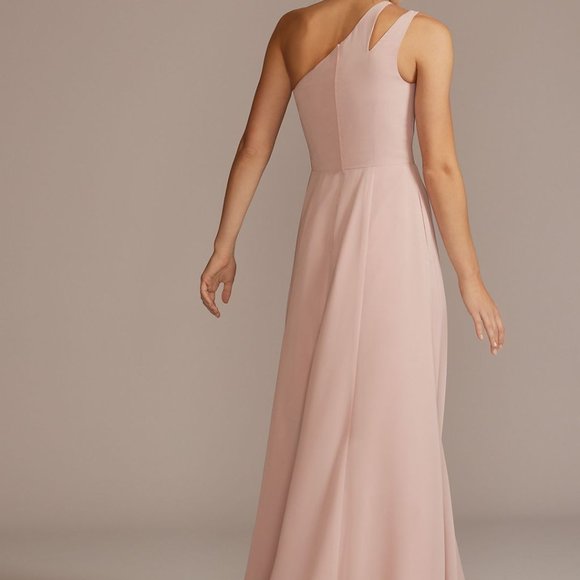 Chiffon One-Shoulder Cutout Bridesmaid Dress - Picture 4 of 5